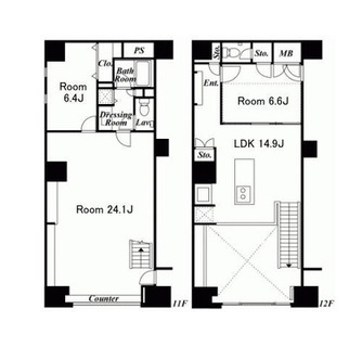 東京都港区東新橋２丁目 賃貸マンション 2SLDK